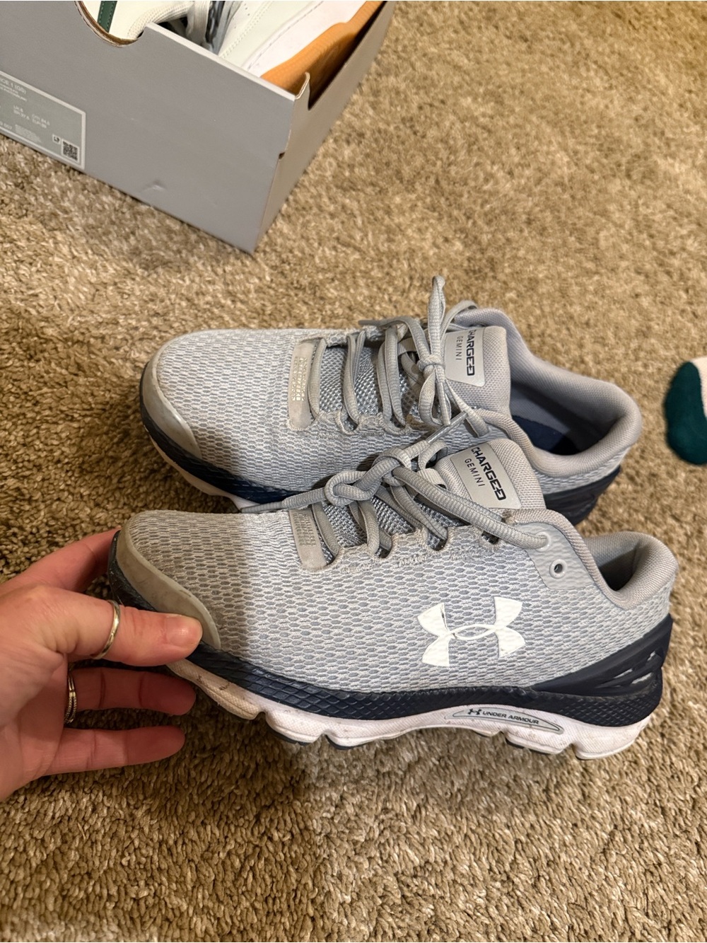 Under Armour Light Gray and Navy Kids' Athletic Sneakers
